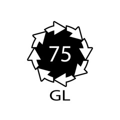 Low Lead Glass. Glass recycling code 75 GL. Vector illustration