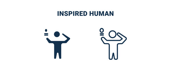 inspired human icon. Outline and filled inspired human icon from feeling and reaction collection. Line and glyph vector isolated on white background. Editable inspired human symbol.