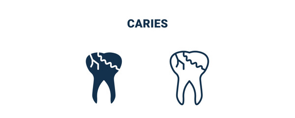 caries icon. Outline and filled caries icon from medical collection. Line and glyph vector isolated on white background. Editable caries symbol