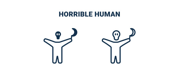 horrible human icon. Outline and filled horrible human icon from feeling and reaction collection. Line and glyph vector isolated on white background. Editable horrible human symbol.