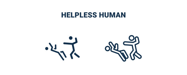 helpless human icon. Outline and filled helpless human icon from feeling and reaction collection. Line and glyph vector isolated on white background. Editable helpless human symbol.