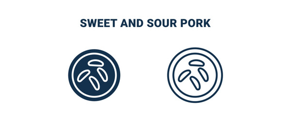 sweet and sour pork icon. Outline and filled sweet and sour pork icon from culture and civilization collection. Line and glyph vector isolated on white background. Editable sweet and sour pork symbol.