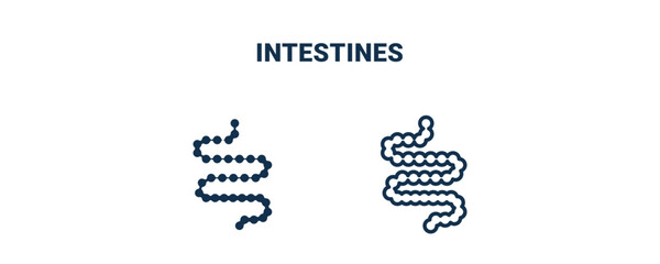 intestines icon. Outline and filled intestines icon from medical collection. Line and glyph vector isolated on white background. Editable intestines symbol