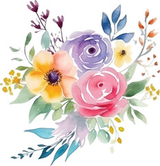 Watercolor bouquets for wedding invitation