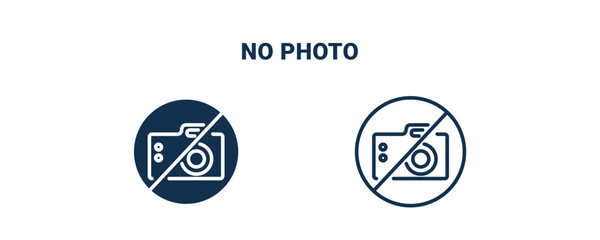 no photo icon. Outline and filled no photo icon from museum and exhibition collection. Line and glyph vector isolated on white background. Editable no photo symbol.