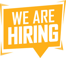 We are Hiring Now, banner on transparent background. PNG illustration