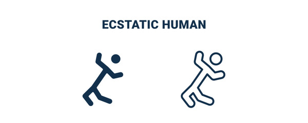 ecstatic human icon. Outline and filled ecstatic human icon from feeling and reaction collection. Line and glyph vector isolated on white background. Editable ecstatic human symbol.