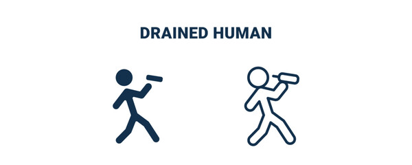 drained human icon. Outline and filled drained human icon from feeling and reaction collection. Line and glyph vector isolated on white background. Editable drained human symbol.