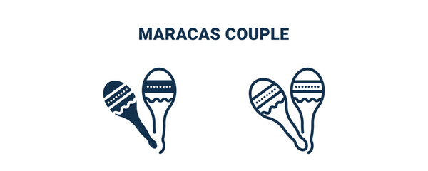 maracas couple icon. Outline and filled maracas couple icon from culture and civilization collection. Line and glyph vector isolated on white background. Editable maracas couple symbol.