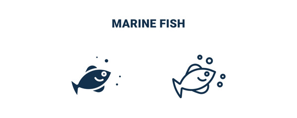 marine fish icon. Outline and filled marine fish icon from culture and civilization collection. Line and glyph vector isolated on white background. Editable marine fish symbol.