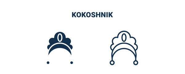 kokoshnik icon. Outline and filled kokoshnik icon from culture and civilization collection. Line and glyph vector isolated on white background. Editable kokoshnik symbol.