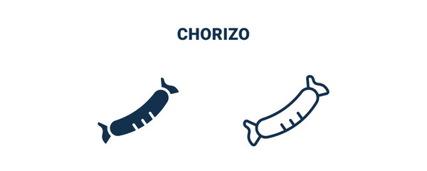 chorizo icon. Outline and filled chorizo icon from culture and civilization collection. Line and glyph vector isolated on white background. Editable chorizo symbol.