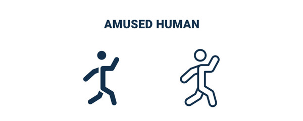 amused human icon. Outline and filled amused human icon from feeling and reaction collection. Line and glyph vector isolated on white background. Editable amused human symbol.