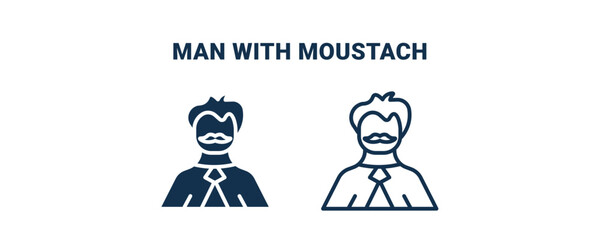 man with moustach icon. Outline and vector man with moustach icon from business and finance collection. Line and glyph vector isolated on white background. Editable man with moustach symbol.