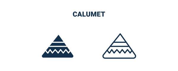 calumet icon. Outline and filled calumet icon from culture and civilization collection. Line and glyph vector isolated on white background. Editable calumet symbol.
