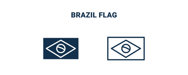 brazil flag icon. Outline and filled brazil flag icon from culture and civilization collection. Line and glyph vector isolated on white background. Editable brazil flag symbol.