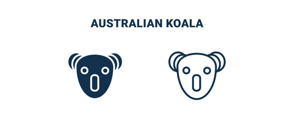 australian koala icon. Outline and filled australian koala icon from culture and civilization collection. Line and glyph vector isolated on white background. Editable australian koala symbol.