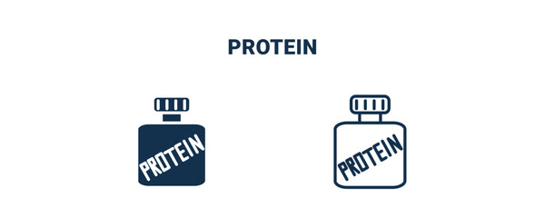 protein icon. Outline and filled protein icon from Fitness and Gym collection. Line and glyph vector isolated on white background. Editable protein symbol.