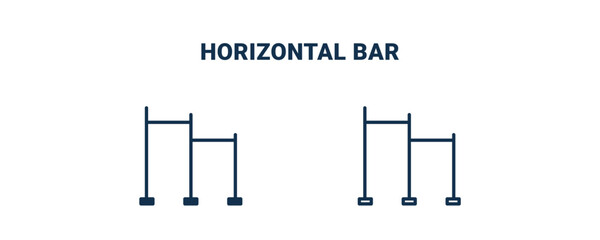 horizontal bar icon. Outline and filled horizontal bar icon from Fitness and Gym collection. Line and glyph vector isolated on white background. Editable horizontal bar symbol.