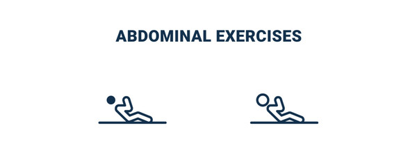 abdominal exercises icon. Outline and filled abdominal exercises icon from Fitness and Gym collection. Line and glyph vector isolated on white background. Editable abdominal exercises symbol.