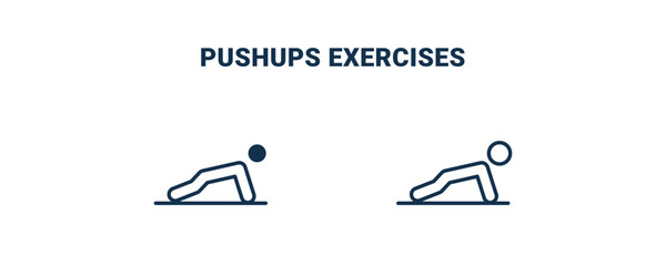 pushups exercises icon. Outline and filled pushups exercises icon from Fitness and Gym collection. Line and glyph vector isolated on white background. Editable pushups exercises symbol.