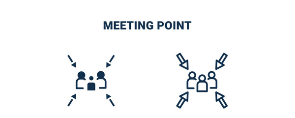 meeting point icon. Outline and filled meeting point icon from Human Resources collection. Line and glyph vector isolated on white background. Editable meeting point symbol.