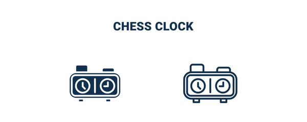chess clock icon. Outline and filled chess clock icon from Human Resources collection. Line and glyph vector isolated on white background. Editable chess clock symbol.