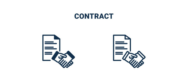 contract icon. Outline and filled contract icon from Human Resources collection. Line and glyph vector isolated on white background. Editable contract symbol.