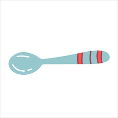 wooden spoon, isolated on white hand drawing.