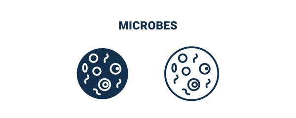 microbes icon. Outline and filled microbes icon from Hygiene and Sanitation collection. Line and glyph vector isolated on white background. Editable microbes symbol.