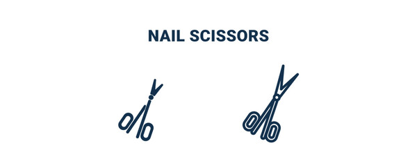 nail scissors icon. Outline and filled nail scissors icon from Hygiene and Sanitation collection. Line and glyph vector isolated on white background. Editable nail scissors symbol.