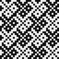 Fototapeta premium Abstract seamless fashion trend pattern fabric textures. Black and white pattern, pixel art vector monochrome illustration. Design for web and mobile app.