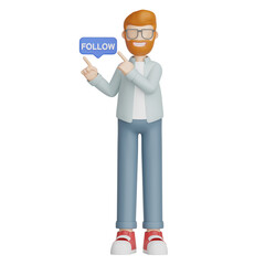 follow me 3d illustration