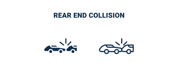 rear end collision icon. Outline and filled rear end collision icon from Insurance and Coverage collection. Line and glyph vector isolated on white background. Editable rear end collision symbol.