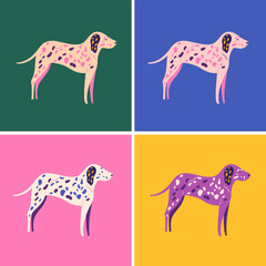 Fototapeta premium Colourful cartoon vector illustration with cute dog in the style of pop art