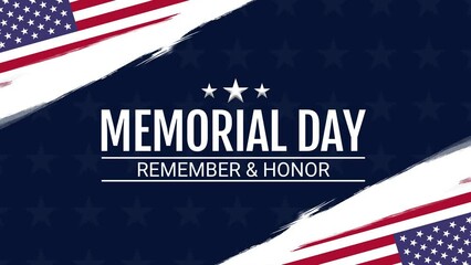 Memorial day animation. Happy memorial day. Remember and Honor banner for memorial day. Motion graphic design. 4k video animation