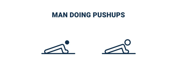 man doing pushups icon. Outline and filled man doing pushups icon from sport and game collection. Line and glyph vector isolated on white background. Editable man doing pushups symbol.