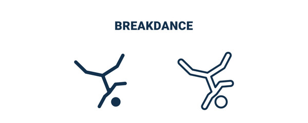 breakdance icon. Outline and filled breakdance icon from sport and game collection. Line and glyph vector isolated on white background. Editable breakdance symbol.