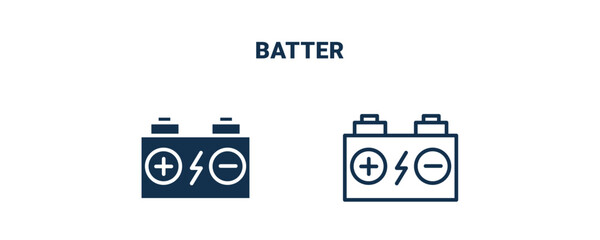 batter icon. Outline and filled batter icon from sport and game collection. Line and glyph vector isolated on white background. Editable batter symbol.