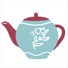 Unique hand lettering. Bright colored poster with vintage kettle and inscription Put the kettle on in it