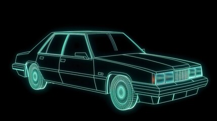 Fototapeta premium Futuristic retro wave synth wave car Retro sport car. Sports Car Illustration. Generative AI
