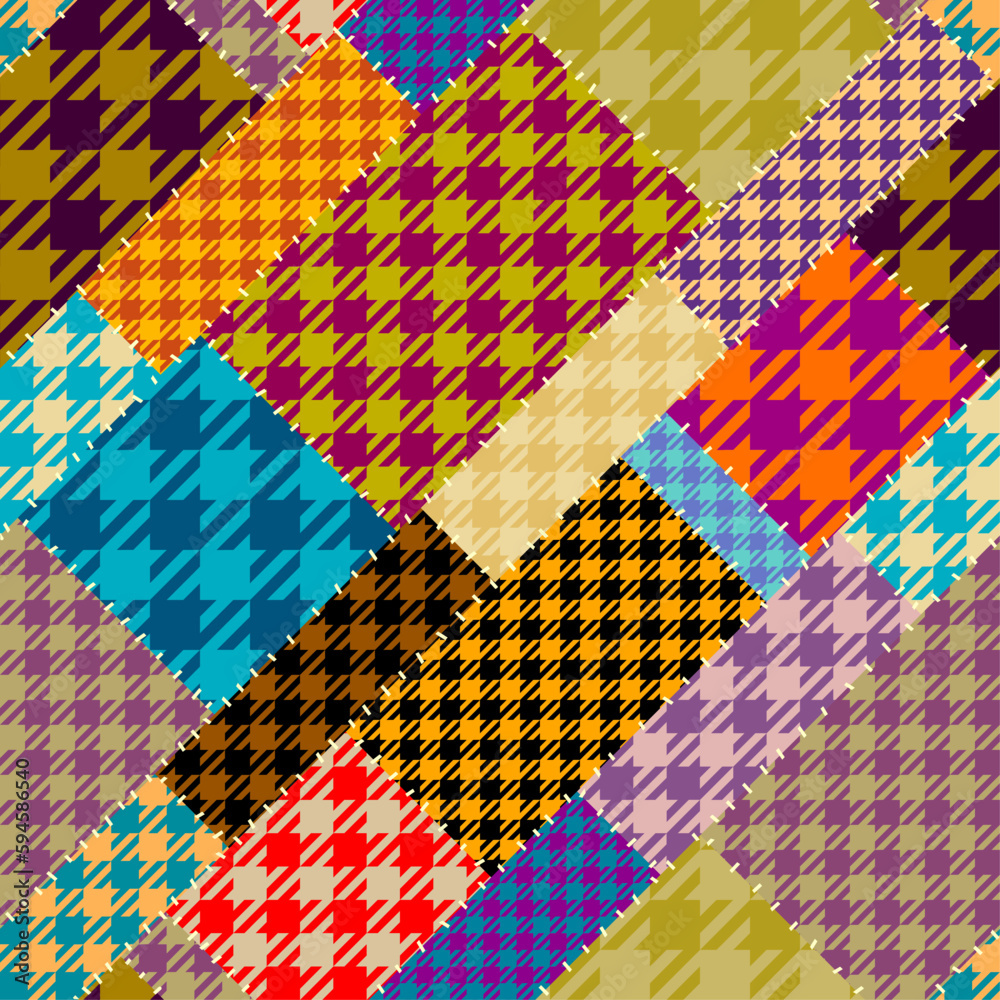 Poster geometric abstract pattern. intersection patchwork plaid style