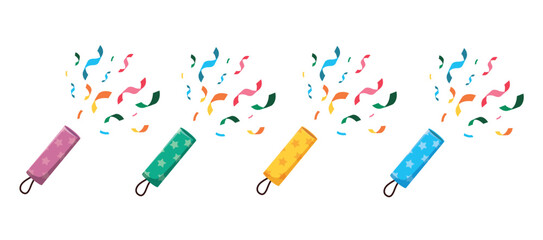 set of Party Icon. Confetti popper illustration	
