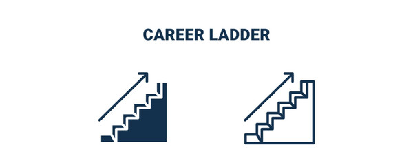 career ladder icon. Outline and filled career ladder icon from startup and strategy collection. Line and glyph vector isolated on white background. Editable career ladder symbol.
