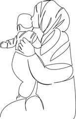 Muslim woman holding a baby