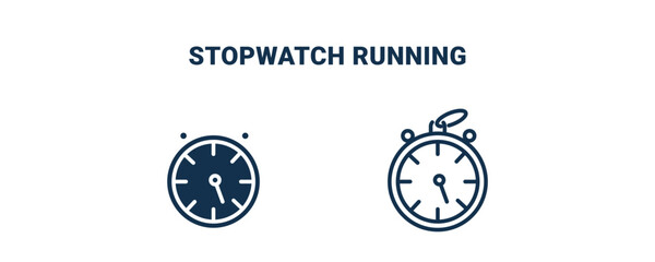 stopwatch running icon. Outline and filled stopwatch running icon from technology collection. Line and glyph vector isolated on white background. Editable stopwatch running symbol.