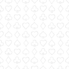 Doodle card symbol suits poker repeat pattern. Vector illustration seamless pattern background