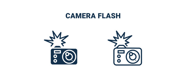 camera flash icon. Outline and filled camera flash icon from technology collection. Line and glyph vector isolated on white background. Editable camera flash symbol.