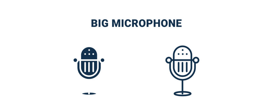 big microphone icon. Outline and filled big microphone icon from technology collection. Line and glyph vector isolated on white background. Editable big microphone symbol.