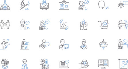Counseling line icons collection. Support, Guidance, Comfort, Empathy, Communication, Therapy, Healing vector and linear illustration. Advocacy,Understanding,Insight outline signs set